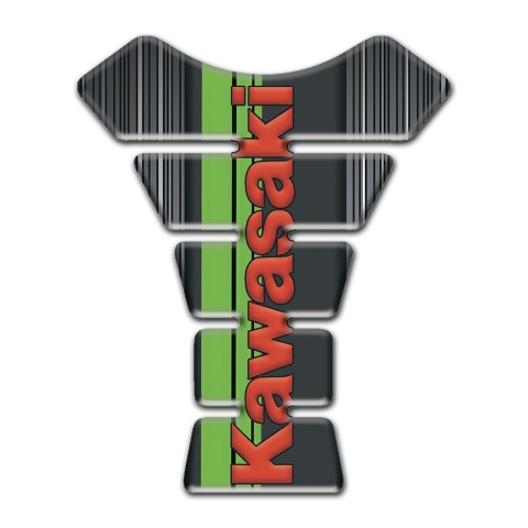 Kawasaki Tank Fuse Gray with White Stripes base Red Logo Style 