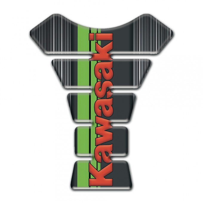 Kawasaki Tank Fuse Gray with White Stripes base Red Logo Style 