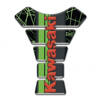 Kawasaki Tank Protector Green Spider web base Red Logo Style 