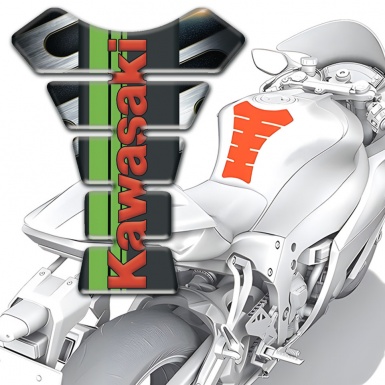 Kawasaki Tank Fuse Metal Element Base Red Logo Design 