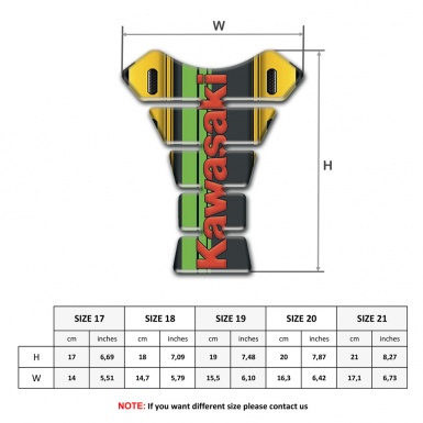 Kawasaki Tank Pad Motorbike Yellow Motif Style Red Logo 