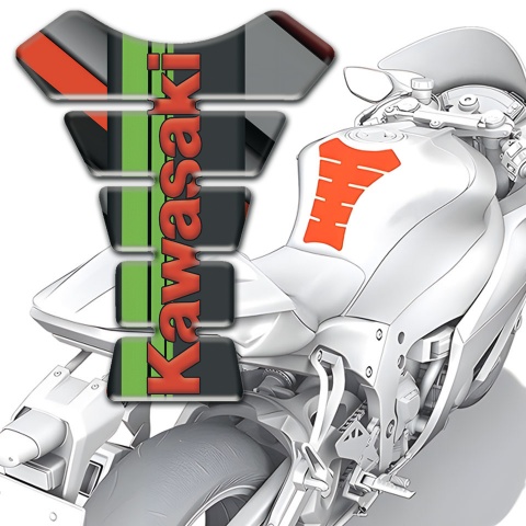 Kawasaki Tank Fuse Grey Orange Diagonal Decoration base Red Logo Style 