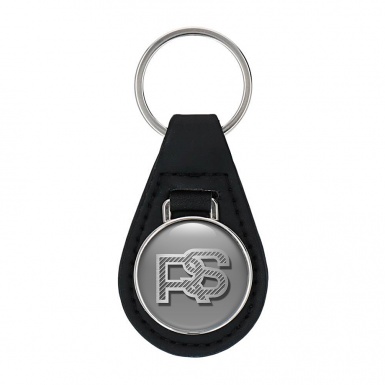 Ford Rs Keychain Leather Silver Metallic Logo