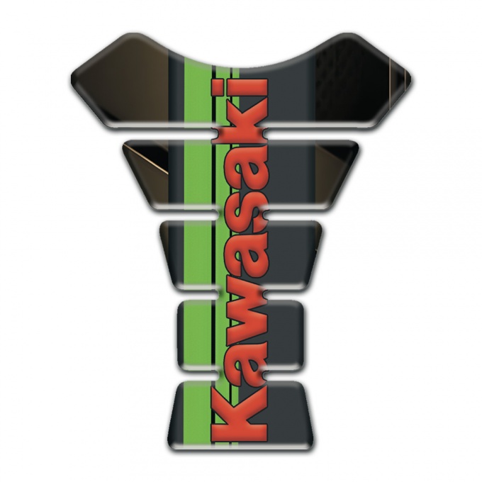 Kawasaki Tank Pad Motorbike Broze Base Red Logo 