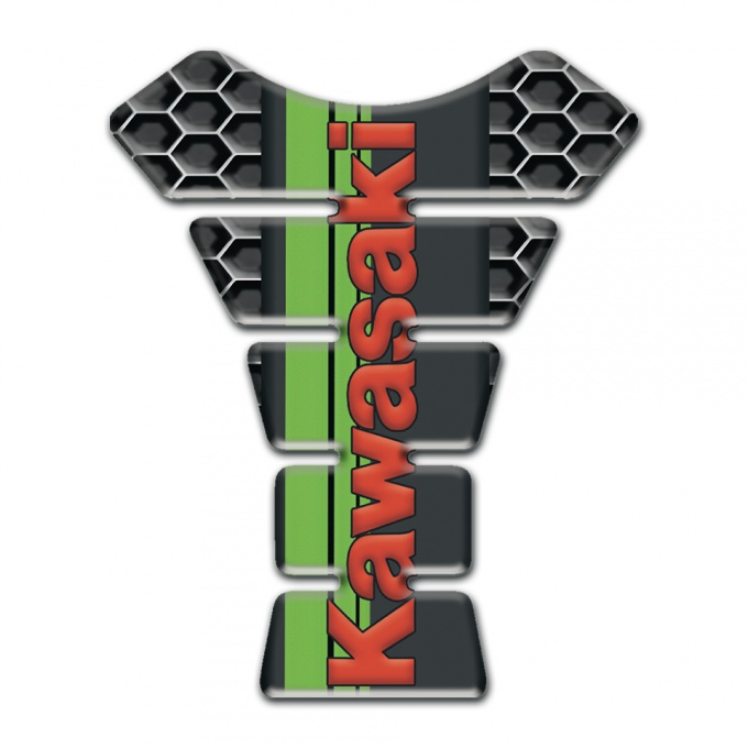 Kawasaki Tank Pad Protector Honeycomb Edition Red Logo 