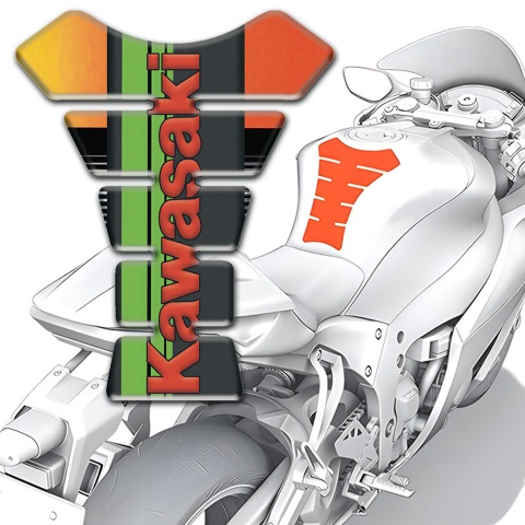Kawasaki Tank Fuse Orange Red Print Red Logo Style 