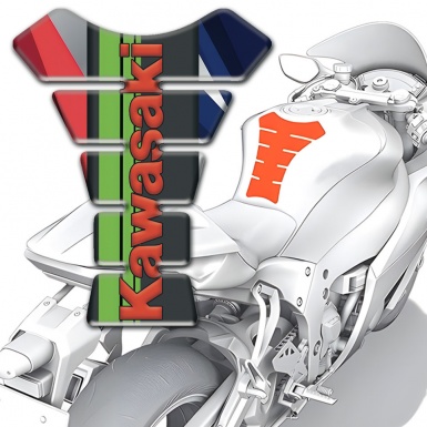 Kawasaki Tank Protector Multicolored Patterns and red Logo 