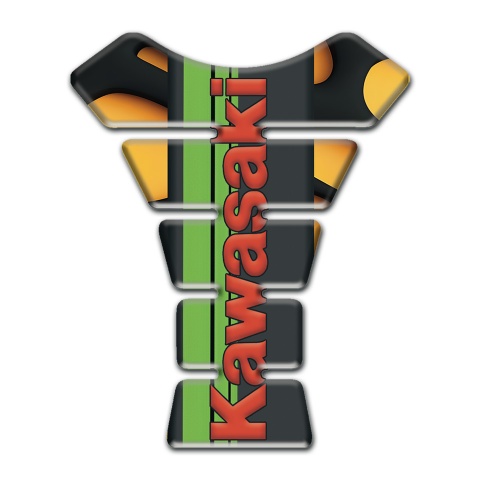 Kawasaki Tank Pad Protector Yellow Details warp and Red Logo 