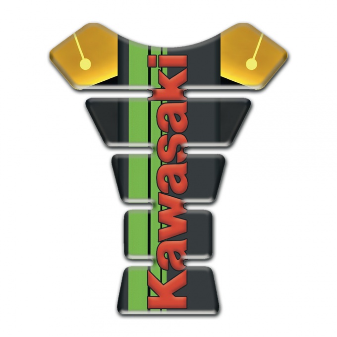 Kawasaki Tank Protector Black Yellow Type with Red Logo 