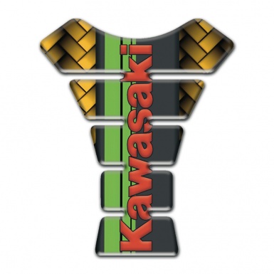 Kawasaki Tank Fuse Yellow Braid Green Tape and Red Logo 