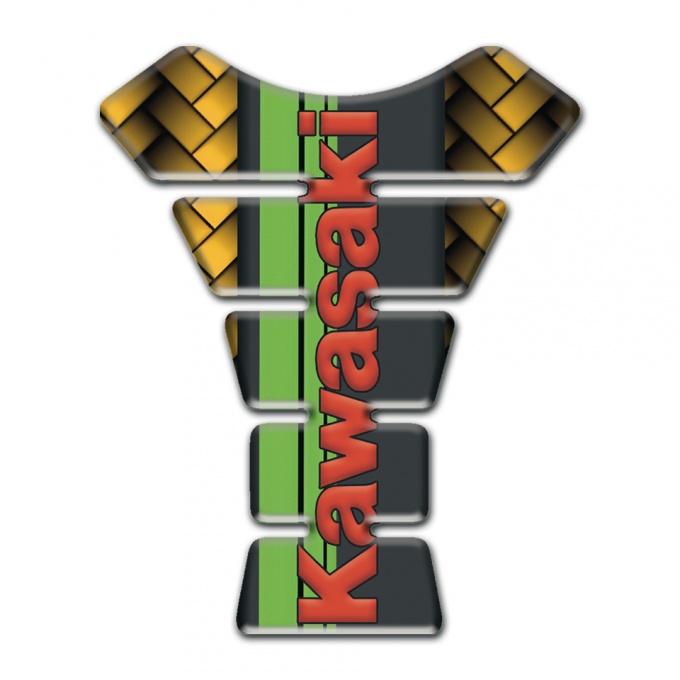 Kawasaki Tank Fuse Yellow Braid Green Tape and Red Logo 