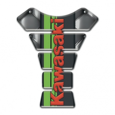 Kawasaki Tank Protector Gray Leather Effect and Green Tape with Red Logo 