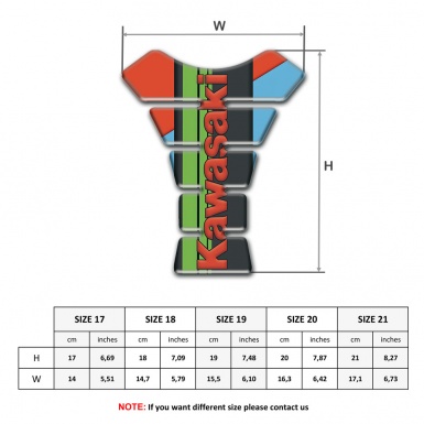 Kawasaki Tank Pad Motorbike Fresh Colors Print with Red Logo 