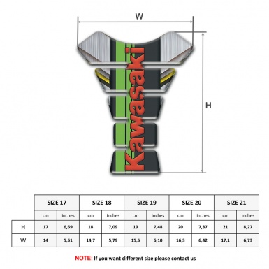 Kawasaki Tank Guard Pads Silver Yellow Base and Green tape with Red Logo 