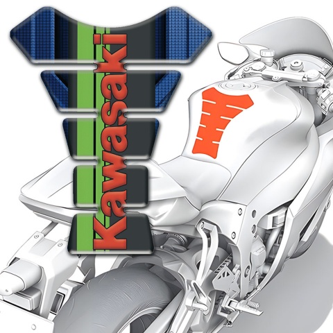 Kawasaki Tank Protector Blue Elements Base Style Red Logo Design 