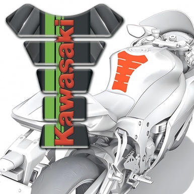 Kawasaki Tank Guard Pads Gray Details Style with Green Tape Logo Panel 