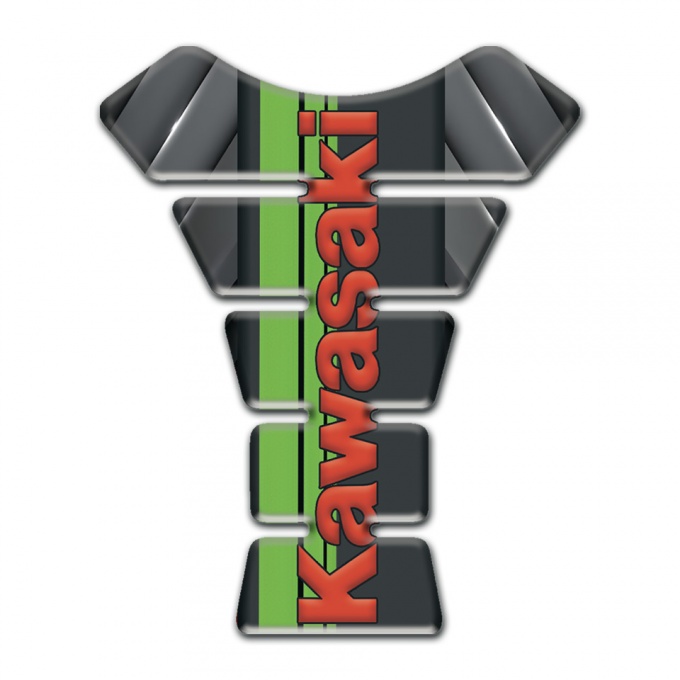 Kawasaki Tank Guard Pads Gray Details Style with Green Tape Logo Panel 