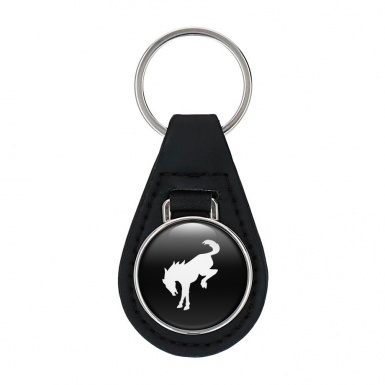 Ford Mustang Keyring Holder Leather Black White Logo