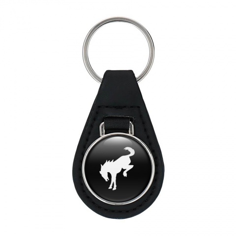 Ford Mustang Keyring Holder Leather Black White Logo