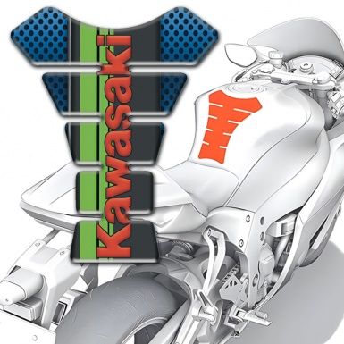 Kawasaki Tank Pad Motorbike Perforated Blue Base Version 