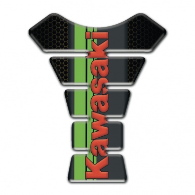 Kawasaki Tank Protector Black Background Green tape and Red Logo 