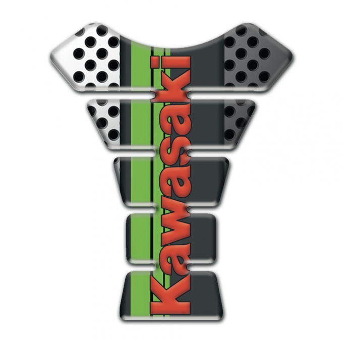 Kawasaki Tank Pad Protector Perforated Gray White Design Base with Red Logo 