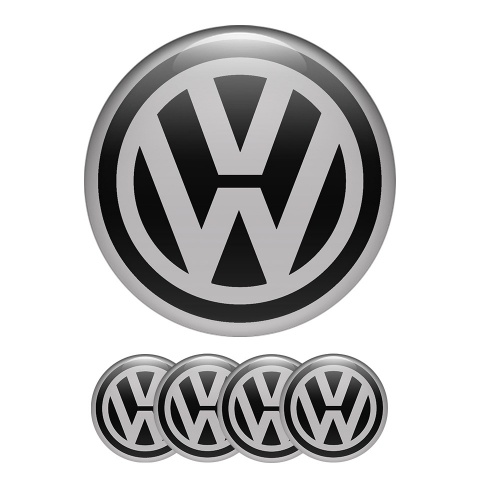 VW Volkswagen Silicone Stickers Center Hub Classic Black Grey Ring