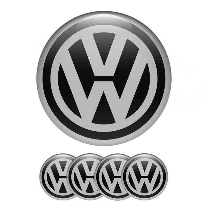 VW Volkswagen Silicone Stickers Center Hub Classic Black Grey Ring, Wheel  Emblems, Stickers