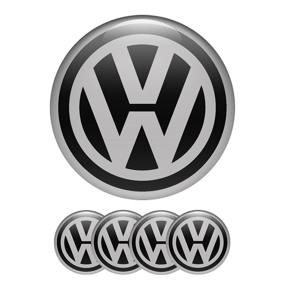 VW Volkswagen Silicone Stickers Center Hub Classic Black Grey Ring, Wheel  Emblems, Stickers