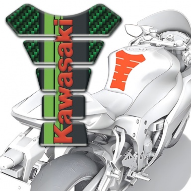 Kawasaki Tank Pad Protector Green Carbon Design Version 