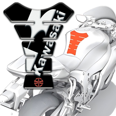 Kawasaki Tank Fuse Black Base White Diagonal Logo 