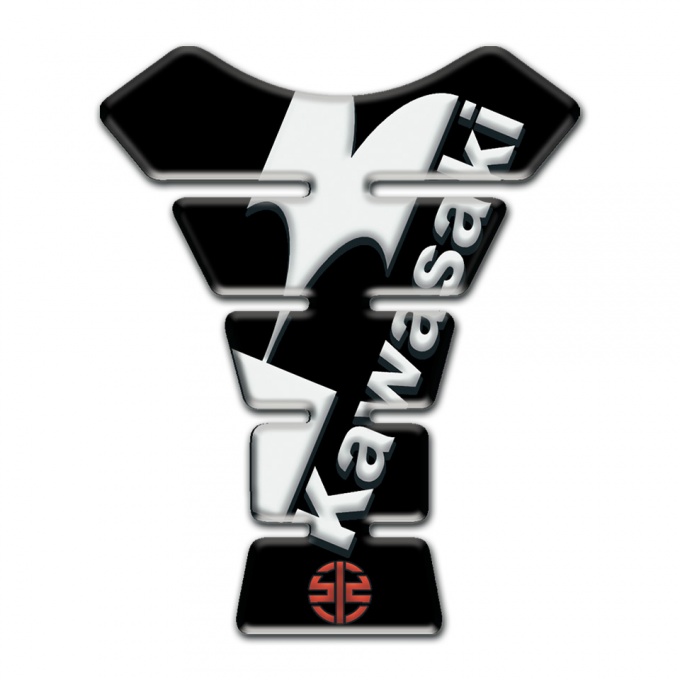 Kawasaki Tank Fuse Black Base White Diagonal Logo 
