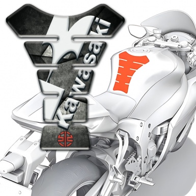 Kawasaki Tank Protector Mixed Gray Black base Red Small Logo 