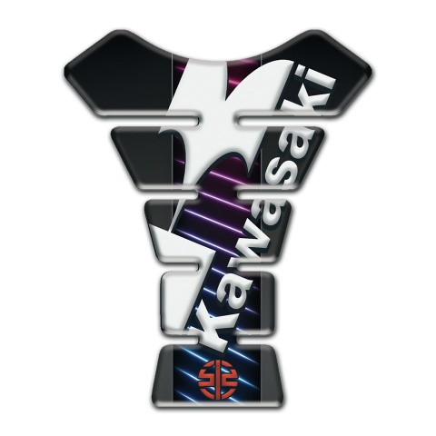 Kawasaki Tank Pad Motorbike Blue Purple Lines Design 