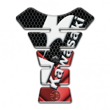 Kawasaki Tank Guard Pads Red Black Base with Diagonal White Logo 