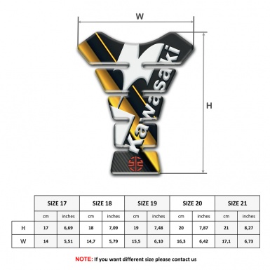Kawasaki Tank Fuse Black with Yellow Bands Design and Red Small Logo 