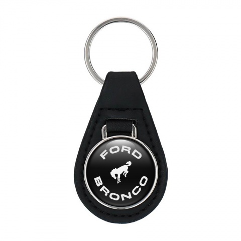Ford Bronco Keyring Holder Leather Black White Classic