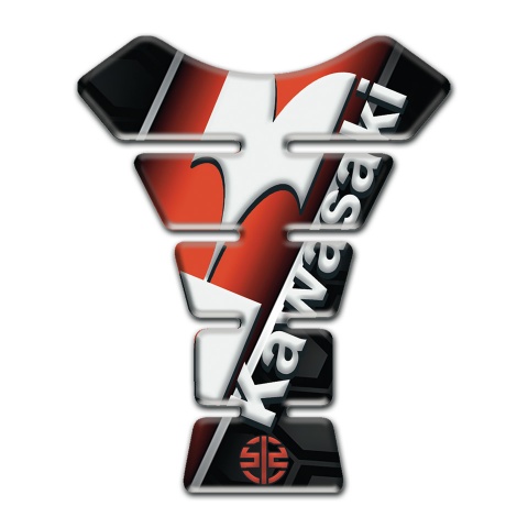 Kawasaki Tank Guard Pads High-Quality Model with Diagonal White Logo 
