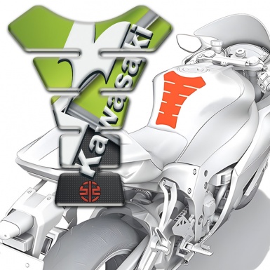Kawasaki Tank Guard Pads Fresh Green Motive Red Small Logo 
