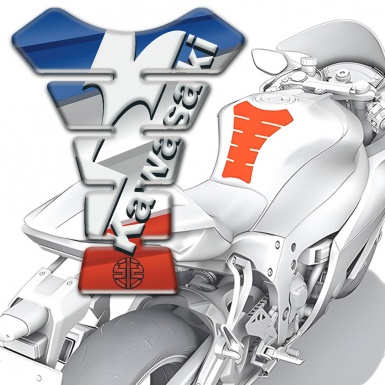Kawasaki Tank Protector Colorful Base White Logo Design