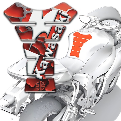 Kawasaki Tank Guard Pads Red parts Base White Diagonal logo 