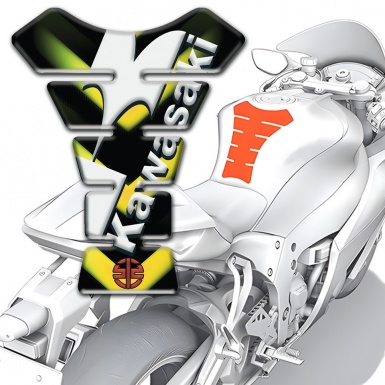 Kawasaki Tank Protector Green Yellolow Lights base White Logo Style 