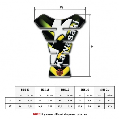 Kawasaki Tank Protector Green Yellolow Lights base White Logo Style 