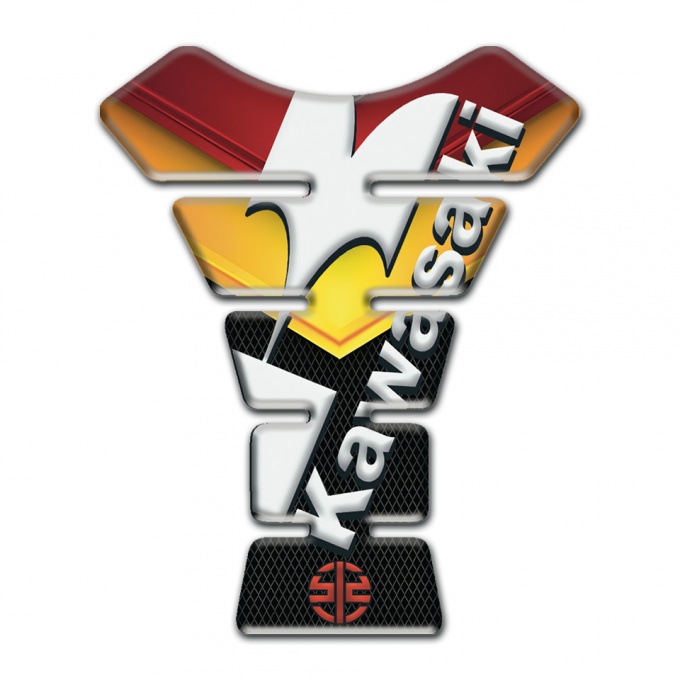 Kawasaki Tank Fuse Red Yellow Motive Base White Logo Style 