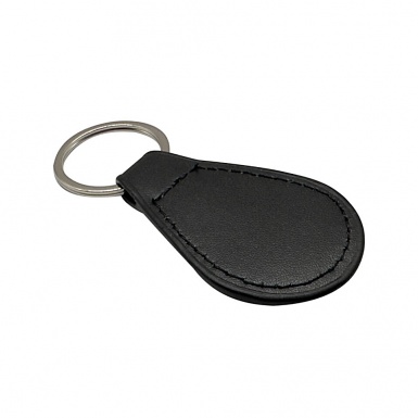 Ford Leather Keychain Black White Oval Logo
