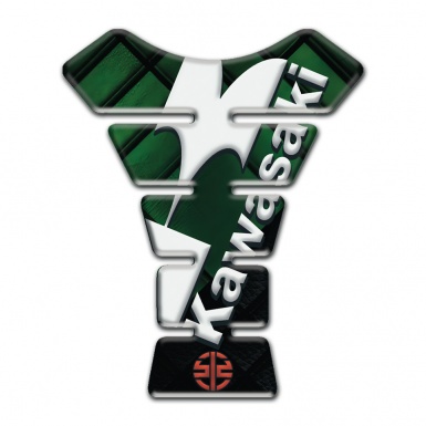 Kawasaki Tank Pad Motorbike Dark Green Parts Decoration White Logo Design 