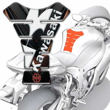 Kawasaki Tank Protector Black Brown Print with White Diagonal Logo 
