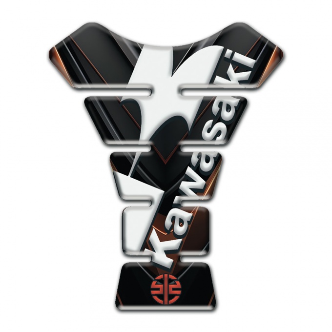 Kawasaki Tank Protector Black Brown Print with White Diagonal Logo 