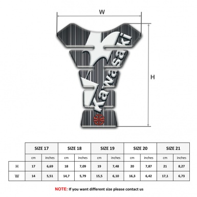 Kawasaki Tank Guard Pads Gray with White Stripes base and Red Small Logo 