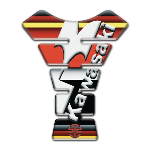 Kawasaki Tank Pad Protector Colorful warp with White Diagonal Logo 